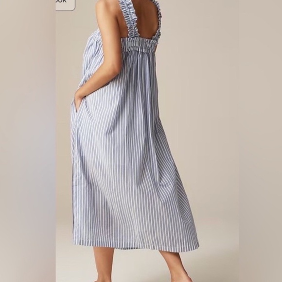J. Crew voile ruffle-trim shift cotton dress Size XS Striped Midi Coastal Preppy - Picture 7 of 10